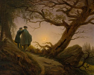 Zwei Männer betrachten den Mond, ca. 1825-30