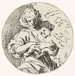 Frau mit Kind in den Armen