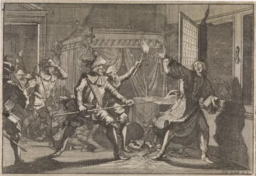 Albrecht von Wallenstein, Herzog von Friedland, wird 1634 von seinen eigenen Soldaten ermordet