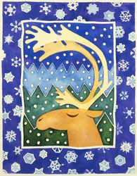 Rentiere und Schneeflocken