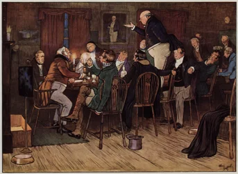 Illustration für Die Pickwickier von Cecil Aldin (Farblitho)