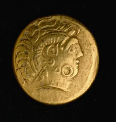 Keltische Kunst: Statere der Sequani, Goldmünze. 3.-2. Jahrhundert v. Chr. Paris, B.N.