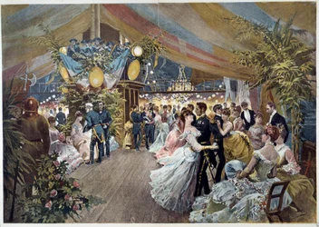 Ein Ball an Bord eines Liners. Illustration von Cesare Detti (1847-1914) 19. Jahrhundert Paris, Musée Carnavalet