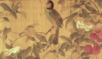 Vögel und Blumen, Detail aus einer horizontalen Schriftrolle