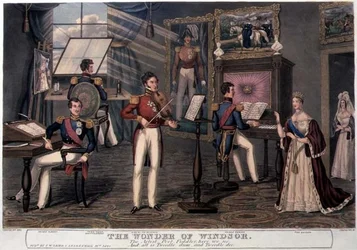 Das Wunder von Windsor: Der Künstler, Dichter, Geiger hier zu sehen, und alles ist Tweedle-dum und Tweedle Dee, ca. 1841