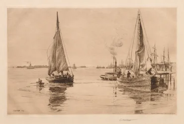 Zwei Schaluppen auf dem East River, 1889