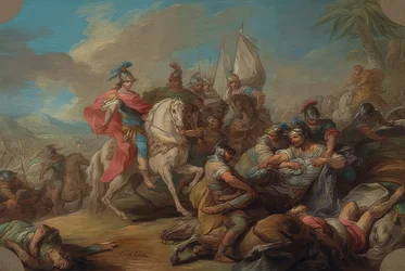 Der Sieg Alexanders des Großen über Poros. Um 1738