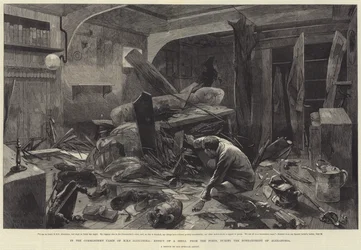 In der Kommandantenkabine der HMS Alexandra, Wirkung einer Granate von den Forts während der Bombardierung von Alexandria