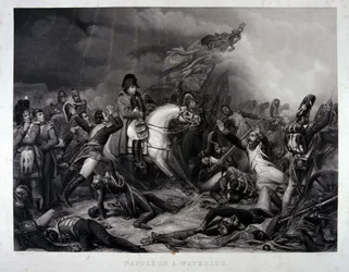 Napoleon (1769-1821) in der Schlacht von Waterloo, 1815