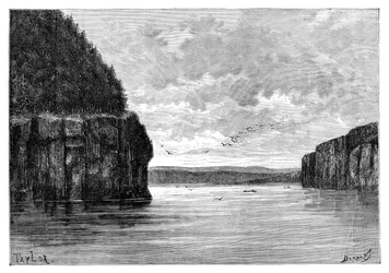 Der Fluss Angara, unterhalb der Padunskiy-Stromschnellen, Sibirien, Russland, 1895