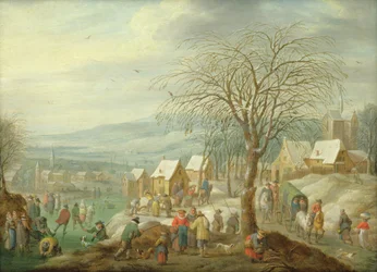 Winterlandschaft in einem Dorf