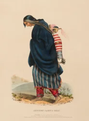 CHIPPEWAY FRAU & KIND, aus der Geschichte der Indianerstämme Nordamerikas