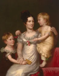 Sarah Weston Seaton mit ihren Kindern Augustine und Julia