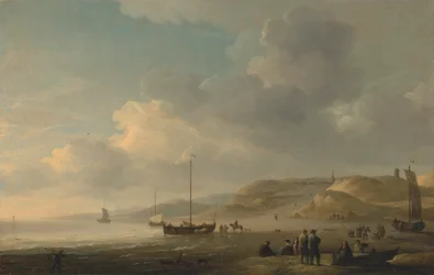 Die Küste bei Scheveningen mit Fischerbooten am Ufer
