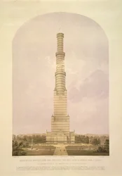 Entwurf zur Umwandlung des Kristallpalastes in einen 1000 Fuß hohen Turm, veröffentlicht von Ackermann und Co., 1852