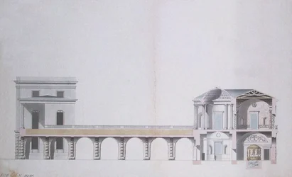 Querschnitt des Achatpavillons und des Hängenden Gartens in Zarskoje Selo, ca. 1780