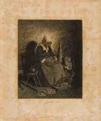 Alte Frau sitzend