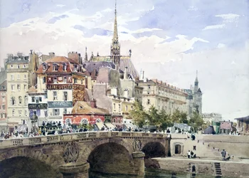 Paris bei der Pont Saint-Michel, Aquarell