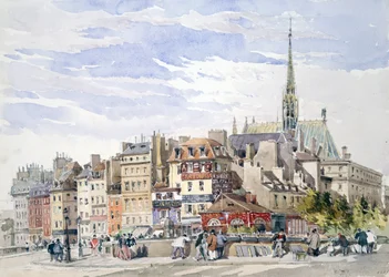 Sainte-Chapelle und das Palais de Justice am Quai Pont Saint-Michel, Aquarell