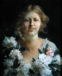 Porträt einer Dame mit Blumen