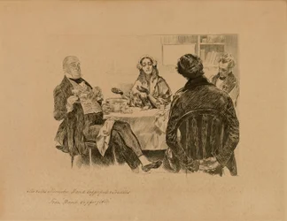 Mr. und Mrs. Micawber, David Copperfield und Traddles, aus "David Copperfield"
