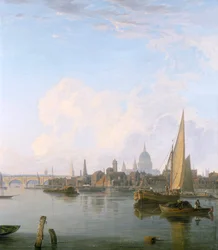 Waterloo Bridge und das Lambeth-Ufer von Westminster Stairs, 1821
