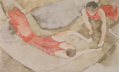 Zwei Trapezkünstler Rot, 1916