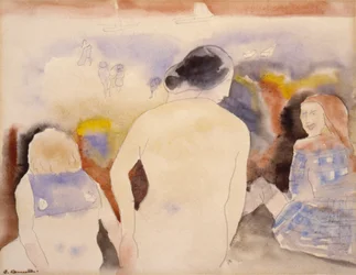 Ohne Titel (Frau mit schwarzen Haaren und zwei Kindern)