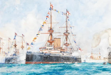 HMS Majestic bei der Flottenparade zum Diamantenen Jubiläum 1897 in Spithead