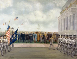 Marschall Joffre auf Mission in Washington, inspiziert Studenten von West Point, Frühling 1917