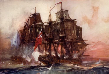 Das Duell der frechen Arethusa mit der französischen Belle Poule, Juni 1778