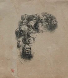 Gruppe von Köpfen, nach Greuze
