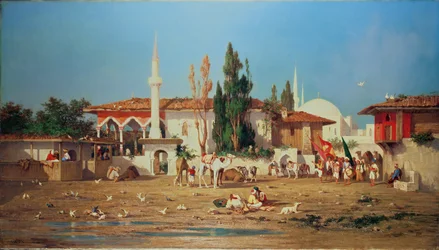 Araber marschieren aus der Stadt