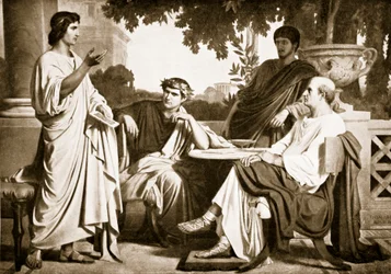 Vergil, Horaz und Varius im Haus des Maecenas