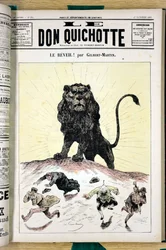 Titelblatt von „Le Don Quixote“, Nummer 591, Satirisch in Farben