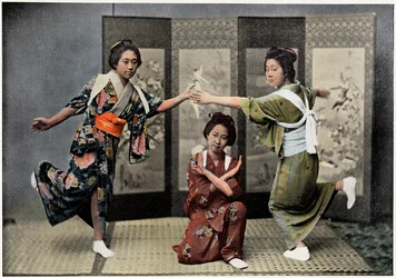 Ein Familientanz in Japan, ca. 1890
