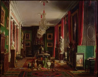 Das Büro von Alfred Émilien (1811-92), Graf von Nieuwerkerke und Generaldirektor der kaiserlichen Museen, im Louvre, 1859