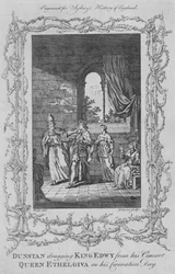 Dunstan zieht König Edwy von seiner Gemahlin Königin Ethelgiva an seinem Krönungstag, 1773