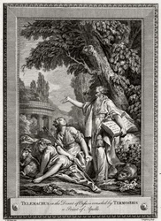 Telemachus in der Wüste von Oasis wird von Termosiris, einem Priester des Apollo, getröstet, 1774