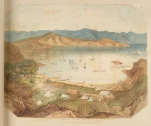 Ausschuss bei Pata Pata; das Goldfeld erstreckt sich über die entfernte blaue Kette, Add 19954 f.7