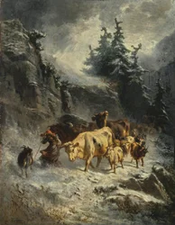 Herde in einem Schneesturm