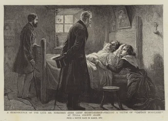 Eine Erinnerung an die irische Chefsekretärschaft des verstorbenen Mr. Forster, Besuch eines Opfers von Captain Moonlight in Tulla, County Clare