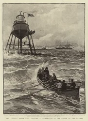 Das Schiff der Trinity House besucht einen Leuchtturm an der Mündung der Themse