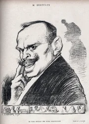 Dreyfus-Affäre - Der gebildetste Untersuchungsrichter - Paul Bertulus 1851-1917 - französischer Magistrat - Karikatur von Charles Leandre (1862-1934) in „Le Rire“ Nummer 197 von 1898