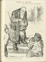 Illustration von Charles Leandre (1862-1934) in Le Rire, 31/12/21 - Theorie und Praxis - Nobelpreis - Lenin, Frankreich Anatole