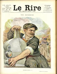 Illustration von Charles Leandre (1862-1934) für das Cover von Le Rire, 29.05.20 - Unsere Diktatoren - Eisenbahnzug - Gaston Monmousseau (1883-1960)