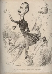 Mr. Paul Deschanel, der neue Präsident der Kammer - Karikatur von Charles Leandre (1862-1934) in „Le Rire“ 1898