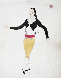 Kostüm für die Figur Figaro aus Der Barbier von Sevilla von Gioacchino Rossini, Skizze von Charles Martin