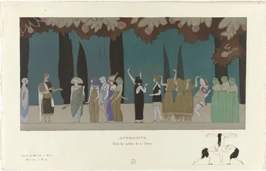 Gazette du Bon Ton, 1914 - Nr. 5, Pl. 43: Aphrodite / In den Gärten der Göttin