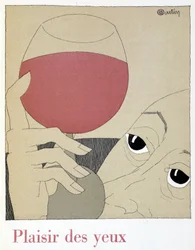 Freude der Augen - in Monseigneur le vin, Zeichnung von Charles Martin, Faszikel der Etablissements Nicolas